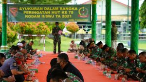 Peringati HUT Kodam II/Swj ke – 75 Tahun 2021, Korem 042/Gapu Gelar Syukuran dan Do’a Bersama