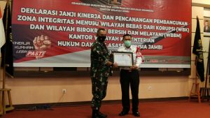 Korem 042/Gapu Mendapat Penghargaan dari Kanwil Kemenkumham Jambi