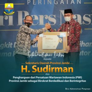 Resmi, Sudirman SH MH Ditunjuk Jadi Plh Gubernur Jambi