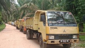 Puluhan Dump Truck Tanah Tiap Hari Timbun Galar Untuk Jalan TMMD di Sungaiterap