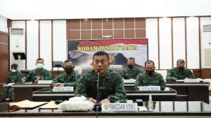 Pangdam II/Swj Pimpin Rakor Bahas PPKM Mikro melalui Vicon