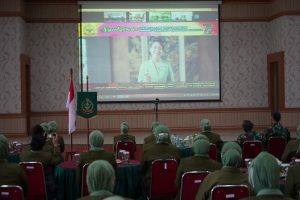 Sambut HUT Persit ke 75, Danrem Bersama Ketua Persit Koorcabrem 042 Hadiri Secara Virtual