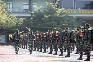 Tiba Di Bumi Khatulistiwa, Satgas Yonif 144 Diterima Pangdam XII Tanjungpura