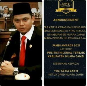 Ketua DPRD Muarojambi dapat Penghargaan sebagai Politisi Milenial