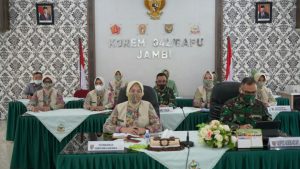 Ketua Yayasan Kartika Jaya Korem 042/Gapu Hadiri Audiensi Aspers Kasdam II/Swj Secara Virtual