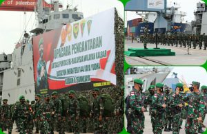 Pangdam II/Sriwijaya Pimpin Upacara Pengantaran Satgas Pamtas RI-Malaysia Yonif 144/Jaya Yudha