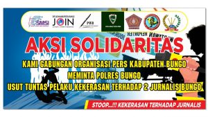 Kutuk Pengeroyokan 2 Wartawan, Gabungan Organisasi Pers di Bungo Kompak Gelar Aksi