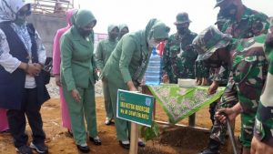 Dukung TMMD Reguler ke-111, Ketua Persit KCK Koorcab Rem 042/Gapu Tanam Pohon Penghijauan