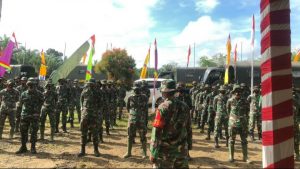 Lakukan Tehnis Pembagian Tugas, Pasiter Pimpin Apel Pagi Satgas TMMD Kodim Sarko