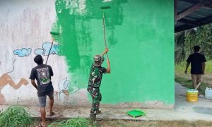 Pengecatan PAUD Tunas Berkembang, Kodim 0420/Sarko Tunjukkan Peran TNI Pada Dunia Pendidikan