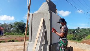 Jadi Penanda, Tugu TMMD Ke 111 Kodim 0420 Sarko Hampir Rampung