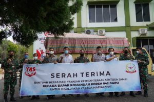 Korem 042/Gapu Terima Bantuan Beras Dari Yayasan Kesejahteraan Sentosa Jambi
