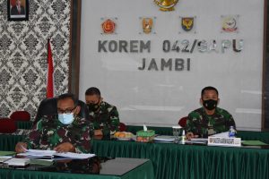 Danrem 042/Gapu Ikuti Rakornis TMMD Ke-112 Tahun 2021 Secara Virtual