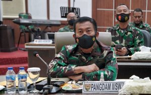 Pangdam II/Sriwijaya Vicon Bersama Panglima TNI Bahas Evaluasi Penanganan Covid-19 Serta Kegiatan Vaksinasi