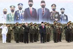 Pangdam II/Sriwijaya dan Forkopimda Sumsel Mengikuti Upacara HUT Ke-76 TNI Secara Virtual di Makodam II/Swj