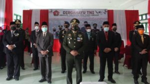 Secara Virtual, Dandim Sarko Bersama Forkopimda Ikuti Peringatan HUT ke-76 TNI di Makodim