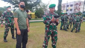 Danrem 042/Gapu Uji Coba Drone Untuk Satgas Yonif R 142