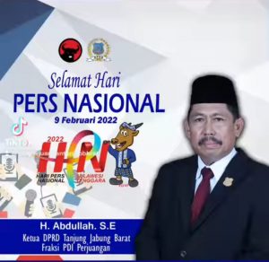 Ketua DPRD Tanjab Barat Abdullah Ucapkan Selamat dan Sukses HPN Tahun 2022