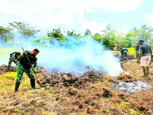 Jalin Kemanunggalan dengan Rakyat, TNI Diperbatasan Bantu Warga Bercocok Tanam