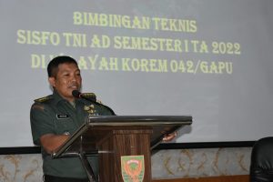 Korem 042/Gapu Gelar Bimtek Sisfo TNI AD Semester 1 Tahun 2022