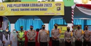 Kapolres Tanjab Barat Dampingi Kapolda Jambi Tinjau Pos Pelayanan Perbatasan Jambi-Riau