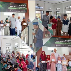 Peringatan Maulid Nabi di Masjid Darul Arafah RT 26 Kelurahan Baganpete Meriah