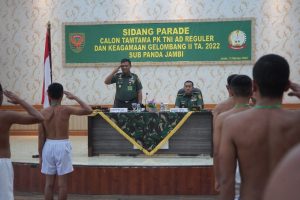 Danrem 042/Gapu Pimpin Sidang Parade Calon Tamtama PK TNI AD Reguler dan Keagamaan Gelombang – II TA 2022