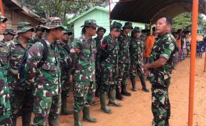 Apel pagi Satgas TMMD dan Warga Kini Membudaya