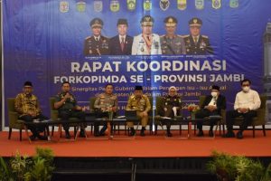 Danrem 042/Gapu Brigjen TNI Supriono Ikuti Rapat Koordinasi Forkopimda Se-Provinsi Jambi