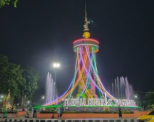 Malam Ini Kawasan Bundaran Tugu Keris Kotabaru Jambi Tidak Bisa Dilalui Kendaraan