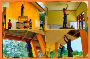 Tak Kenal Lelah, Anggota Satgas TMMD Bersama Warga Terus Lanjutkan Rehab SD Negeri 57/II Talang Silungko