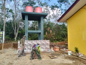 Pembangunan Sarana Air Bersih TMMD Kodim 0416/Bute Sudah Tahap Pemasangan Keramik
