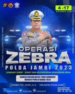 Operasi Zebra Siginjai 4-17 September 2023, Lengkapi Surat-Surat Kendaraan dan Patuhi Peraturan