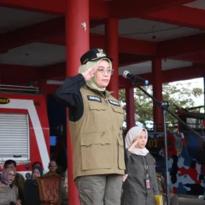 Pj Wali Kota Jambi Sri Purwaningsih, Pimpin Apel Penanggulangan Bencana Banjir