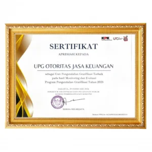 OJK Raih Penghargaan Pengendalian Gratifikasi Terbaik Nasional