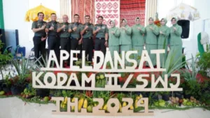 Danrem 042/Gapu Mengikuti Apel Dansat TNI AD tersebar Kodam II/Sriwijaya 2024