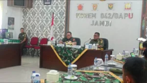 Kasrem 042/Gapu Terima Kunjungan Tim Puldata Kajian Strategis Bidang Ekkudag Sahli Panglima TNI