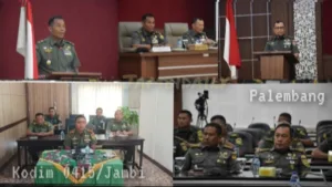 Dandim 0415/Jambi Ikuti Vidcon Penerimaan Tim Dalproggar TNI AD