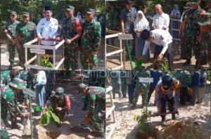 TMMD 121 Resmi Dibuka, Kasrem Bersama Forkopimda Muarojambi Tanam Pohon di Desa Sukamaju