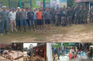 Kebersamaan TNI dan Warga Terwujud dalam Gotong Royong TMMD ke-121 Kodim 0415/Jambi