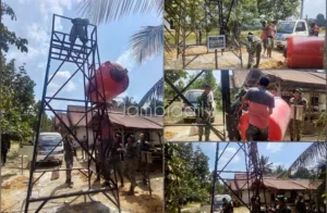 Kebersamaan Satgas TMMD dan Warga Desa Muarosebapo dalam Membangun Infrastruktur Air Bersih