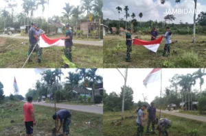 Satgas TMMD Ajak Warga Kibarkan Bendera Merah Putih dan Hiasi Lingkungan untuk Merayakan HUT RI ke-79