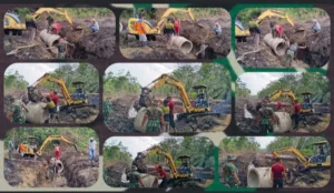 Antusiasme Masyarakat Desa Sukamaju dalam Program TMMD Terlihat Saat Pemasangan Gorong-Gorong