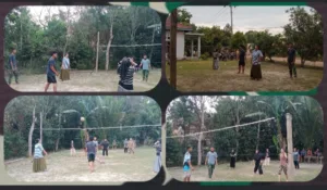 Satgas TMMD Gelar Olahraga Bola Voli dengan Masyarakat Desa Sukamaju