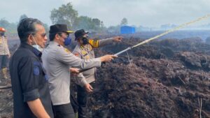 Kapolda Jambi Turun Langsung dan Ikut Padamkan Karhutla di Sungai Gelam