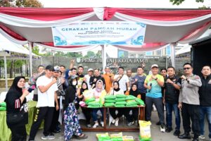 Polda Jambi Gelar Gerakan Pangan Murah di Kawasan Tugu Keris