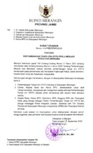 Bupati Merangin Terbitkan Surat Edaran Larangan PETI