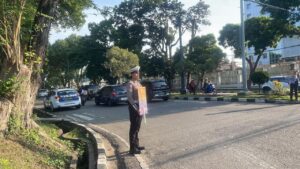 Subdit Kamsel Ditlantas Polda Jambi Gelar Penerangan Keliling Ajak Masyarakat Tertib Berlalu Lintas