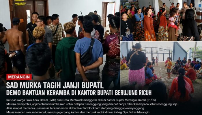SAD Murka Tagih Janji Bupati, Demo Bantuan Keramba di Kantor Bupati Merangin Berujung Ricuh