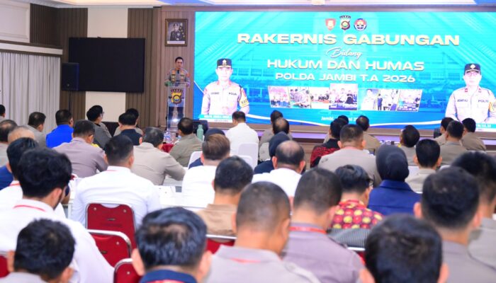 Tingkatkan Profesionalisme, Polda Jambi Gelar Rakernis Gabungan Bidkum dan Bidhumas TA 2026